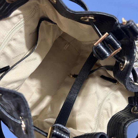 Brahmin Black Selene Bucket Shoulder Bag- Used - Picture 10 of 12